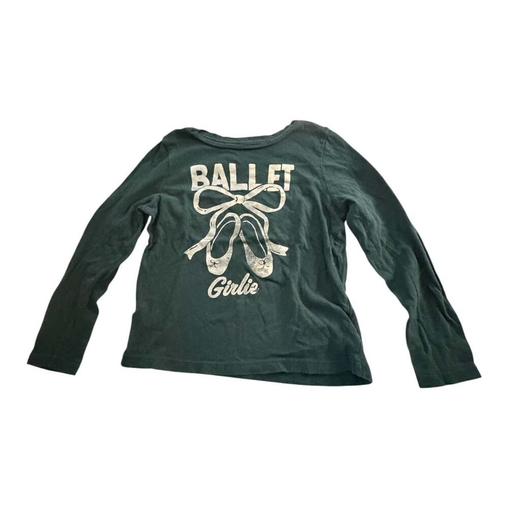 Old Navy Green Ballet Girlie Long Sleeve Graphic T-Shirt